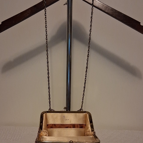 👜 Rare Vintage 1960s Harry Levine Bronze Fire Evening Clutch/Bag - Picture 6 of 9